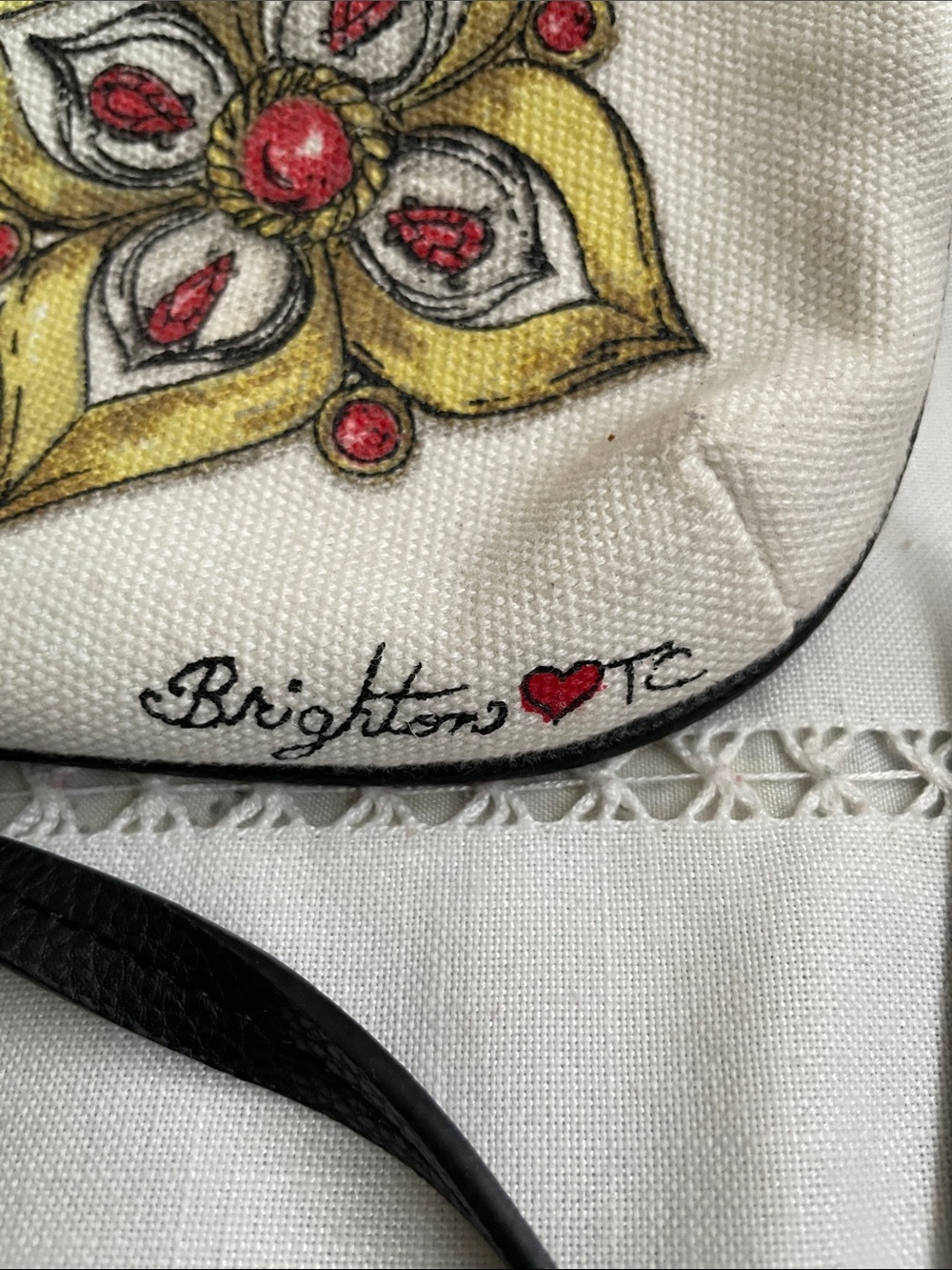 Brighton Red, White and Gold Crossbody Bag with Tassel - Picture 2 of 6